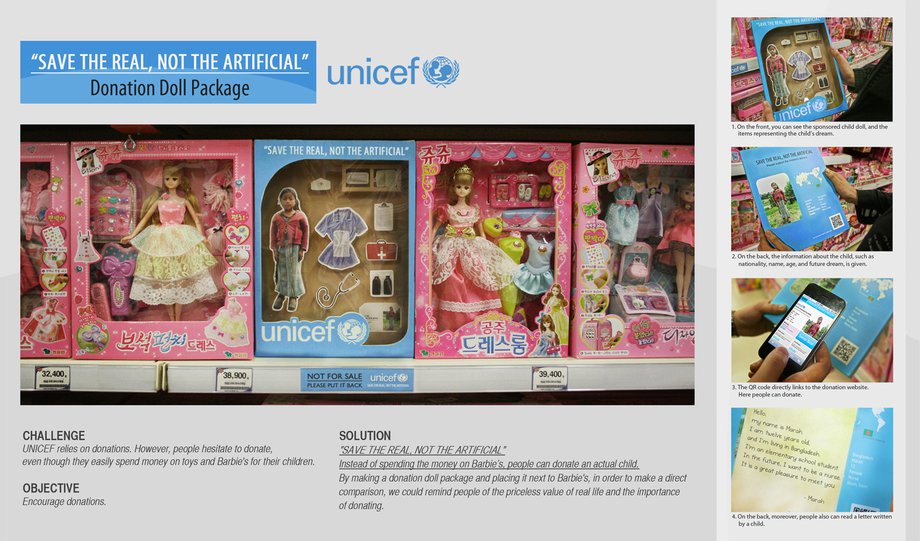UNICEF donation doll package creative